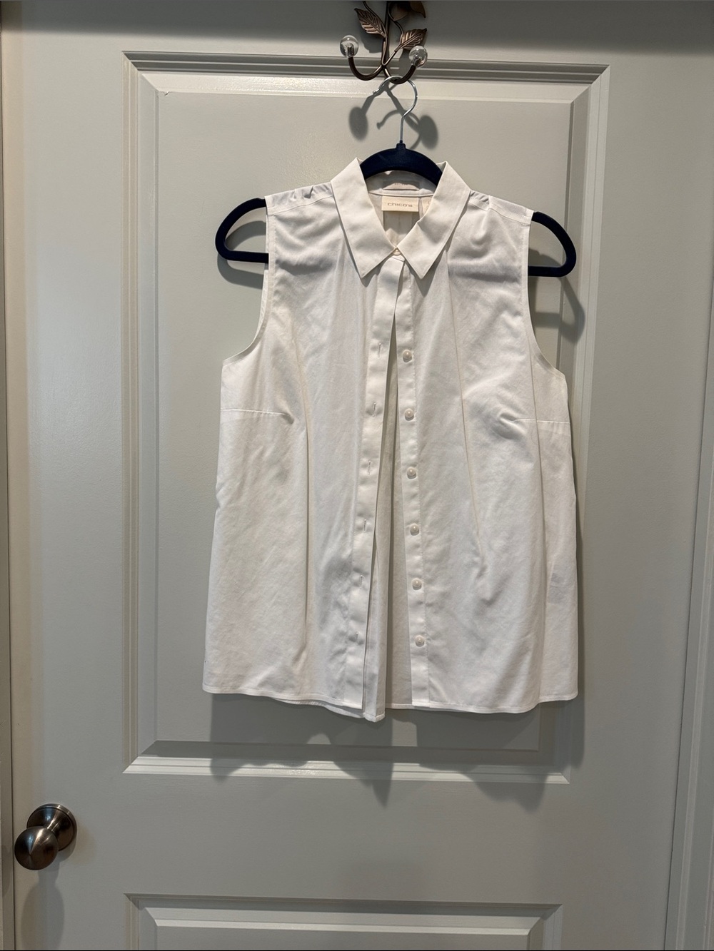 Chico's Sleeveless White Button-Front Shirt